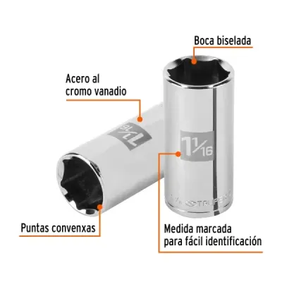Copa Dado Estándar 1.1/16' 6 Puntas Truper Cuadrante 1/2'