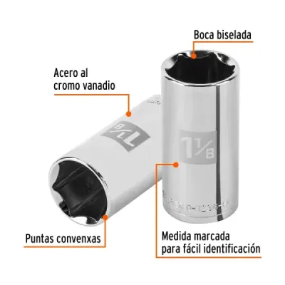 Copa Dado Estándar 1.1/8' 6 Puntas Truper Cuadrante 1/2'