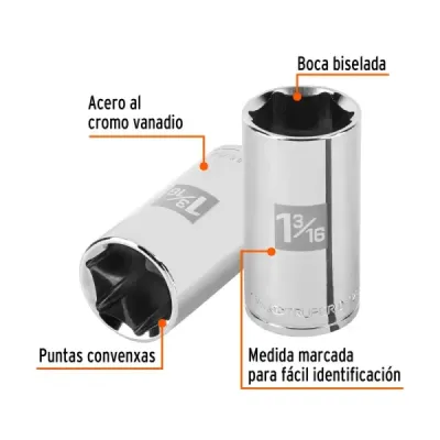 Copa Dado Estándar 1.3/16' 6 Puntas Truper Cuadrante 1/2'