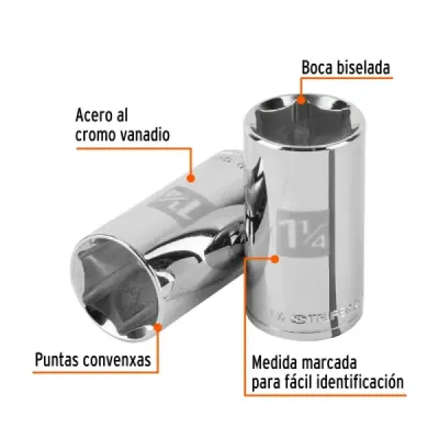 Copa Dado Estándar 1.1/4' 6 Puntas Truper Cuadrante 1/2'