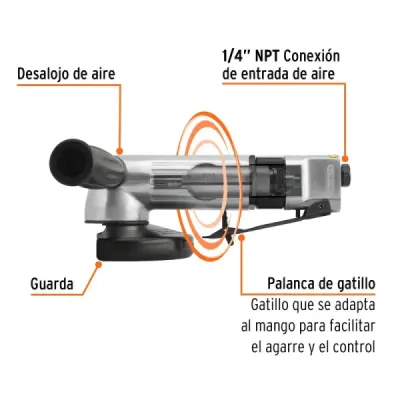 Esmeril Pulidora Neumática 4.1/2' Truper 90 Psi 11000 Rpm