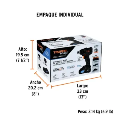 Atornillador Impacto Inalámbrico 20v Truper Max 2 Baterías