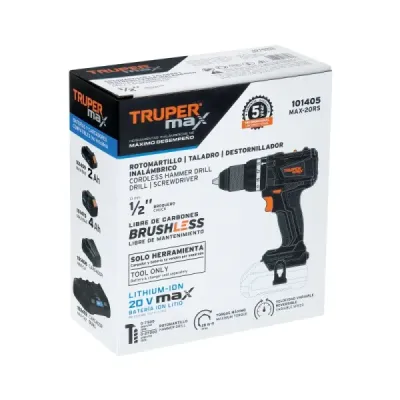 Taladro Percutor Inalámbrico 1/2' 20v Truper Max Sin Batería