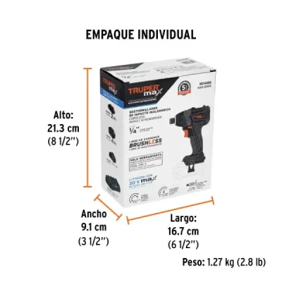 Atornillador Impacto Inalámbrico 20v Truper Max Sin Batería