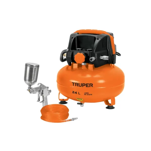 Compresor De Aire 2.2/3hp 24l Truper 116 Psi Libre De Aceite (COMP-KIT24S - 101428)