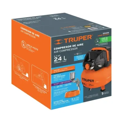 Compresor De Aire 2.2/3hp 24l Truper 116 Psi Libre De Aceite