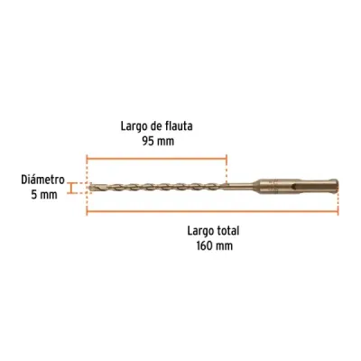 Broca Sds Max Concreto 5/8'x21' Truper Cruz Doble Flauta