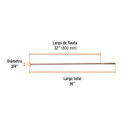 Broca Sds Max Concreto 3/4'x36' Truper Cruz Doble Flauta