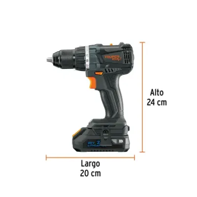 Taladro Inalámbrico 1/2' 20v 34nm Truper Max 2 Baterías