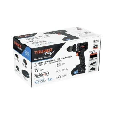 Taladro Inalámbrico 1/2' 20v 34nm Truper Max 2 Baterías