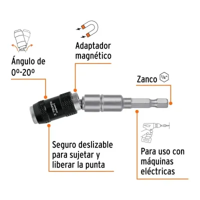 Extensión Puntas Magnética Articulada 4.3/4' Truper Expert