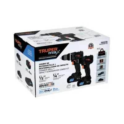Set Taladro Percutor Atornillador Inalámbrico 20v Truper Max