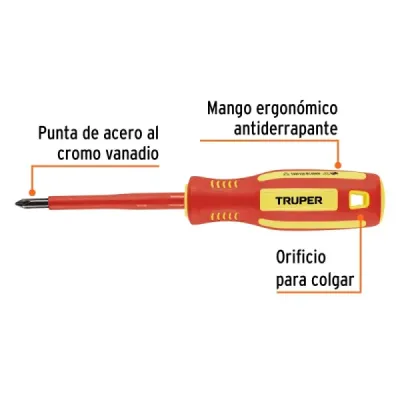 Destornillador Dieléctrico Estrella Phillips 3/16' Truper