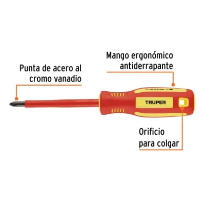 Destornillador Dieléctrico Estrella Phillips 1/4' Truper