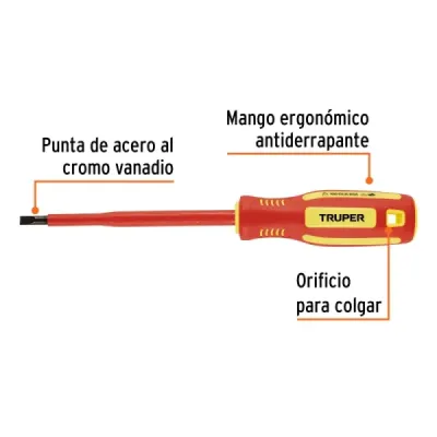Destornillador Dieléctrico Pala Plano 7/32' 1000v Truper