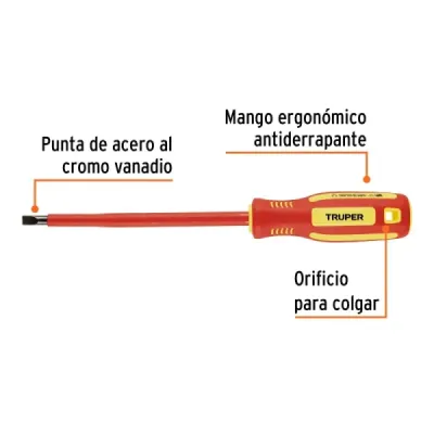 Destornillador Dieléctrico Pala Plano 1/4' 1000v Truper
