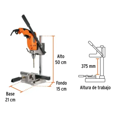 Soporte Taladro 1/2' 3/8' 50x21cm Truper Profundidad 60mm