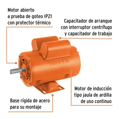 Motor Eléctrico 3/4hp 1725rpm Truper Arranque Y De Trabajo