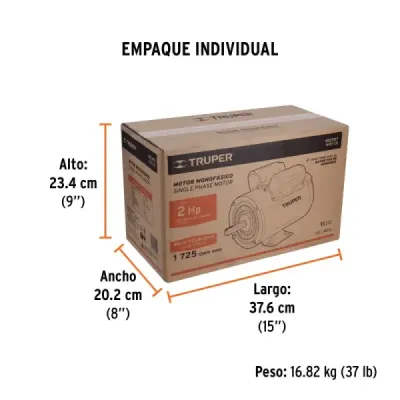 Motor Eléctrico 2hp 1725rpm Truper Arranque Y De Trabajo