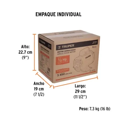 Motor Eléctrico 1/2hp 3450rpm Truper Arranque Interruptor