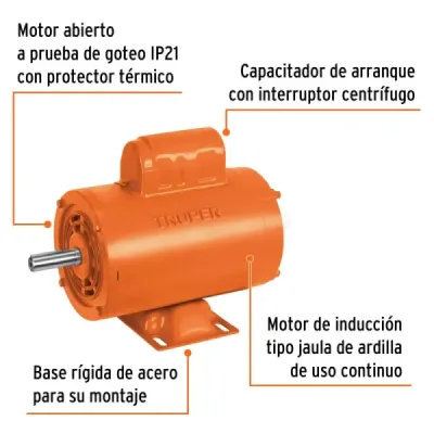 Motor Eléctrico 3/4hp 3450rpm Truper Arranque Interruptor