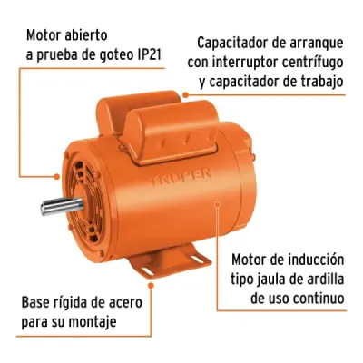 Motor Eléctrico 1.1/2hp 3450rpm Truper Arranque Y De Trabajo