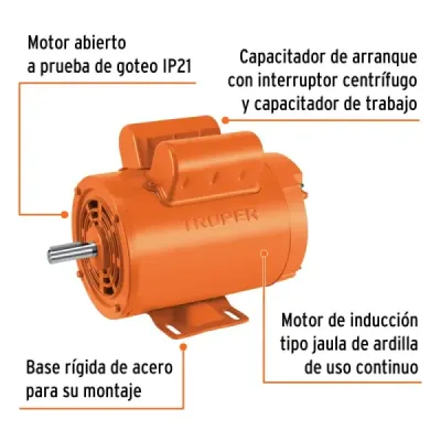 Motor Eléctrico 2hp 3450rpm Truper Arranque Y De Trabajo