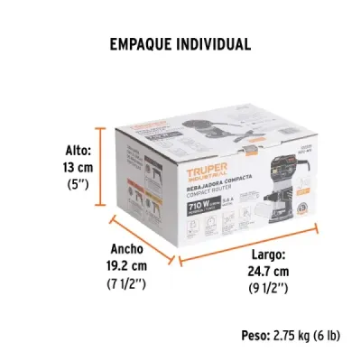 Ruteadora Compacta 710w 1/4' Truper Industrial 30000 Rpm