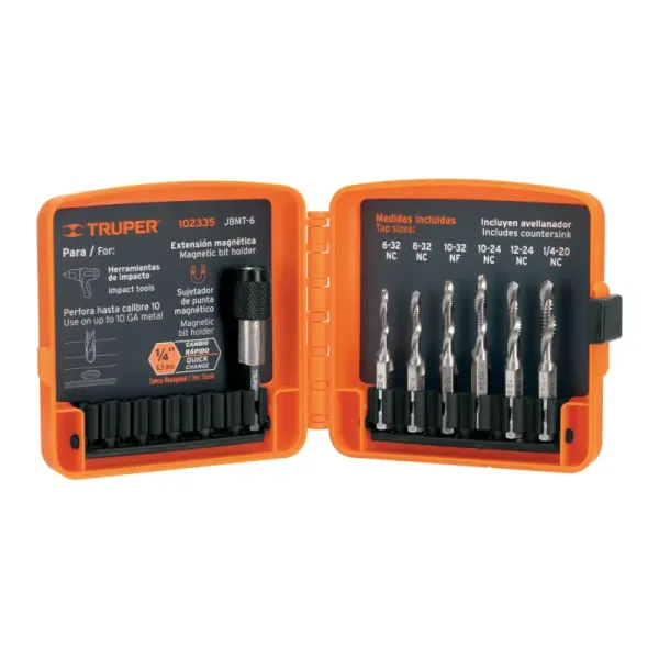 Set 6 Brocas Machuelo Perfora Enrosca Avellana Metal Truper (JBMT-6 - 102335)