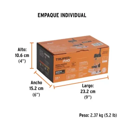 Ruteadora Compacta 600w 1/4' Truper 4.8a Pro 35000 Rpm