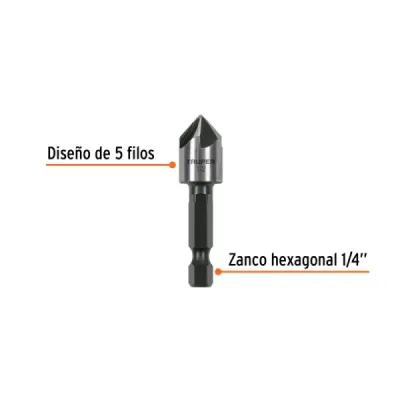 Broca Avellanador Metal 1/2' Truper Largo 2' Corte Rápido