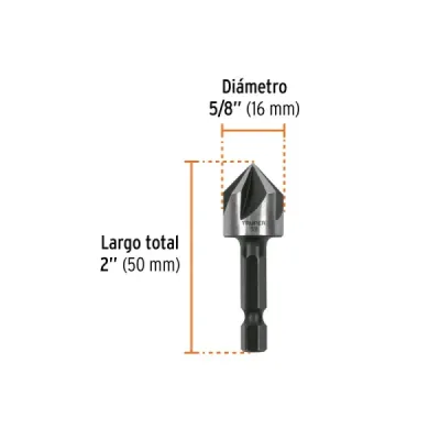 Broca Avellanador Metal 5/8' Truper Largo 2' Corte Rápido