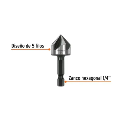 Broca Avellanador Metal 3/4' Truper Largo 2' Corte Rápido