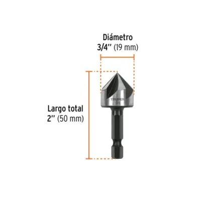 Broca Avellanador Metal 3/4' Truper Largo 2' Corte Rápido