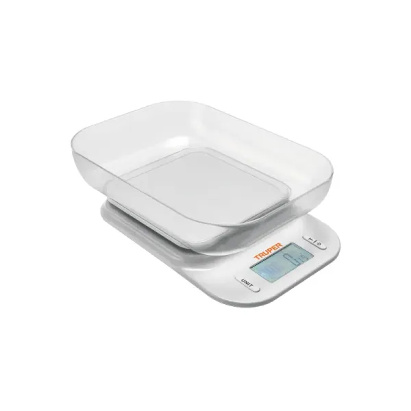 Báscula Electrónica Gramera 5kg Truper Tazón 14cm Plato Abs (BASE-5T - 102421)
