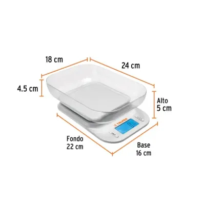 Báscula Electrónica Gramera 5kg Truper Tazón 14cm Plato Abs