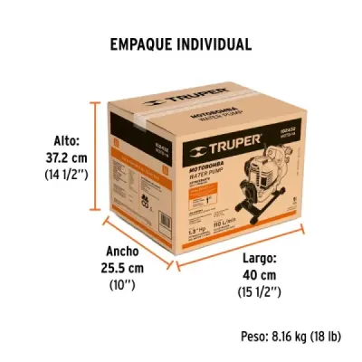 Motobomba Gasolina Autocebante 1.1/3 Hp Truper 110l/min