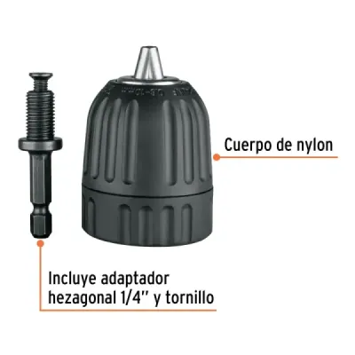 Mandril Taladro 3/8' Sin Llave Truper Adaptador Hexagonal
