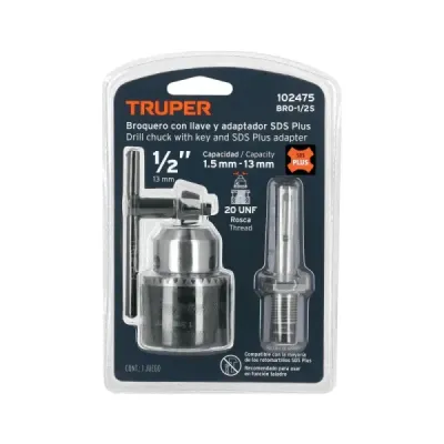 Mandril Taladro 1/2' Con Llave Truper Adaptador Sds Plus