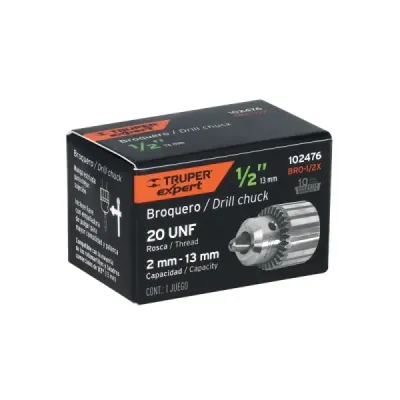 Mandril Taladro 1/2' Con Llave Truper Expert 2-13mm Acero
