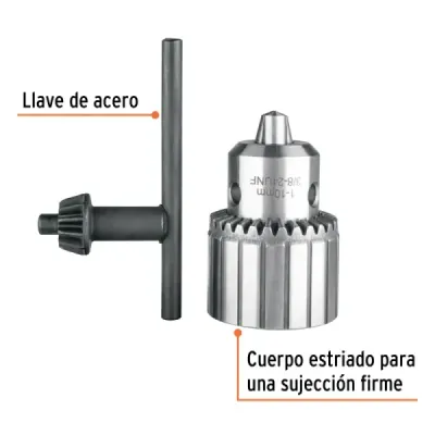 Mandril Taladro 3/8' Con Llave Truper Expert 2-13mm Acero