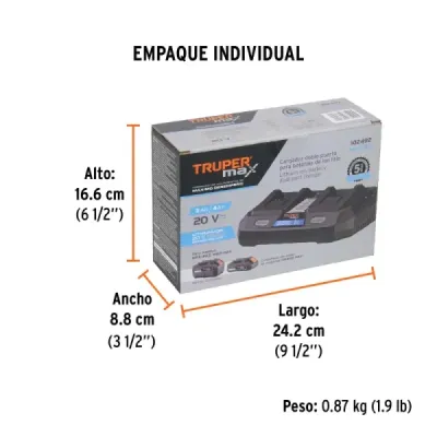 Cargador Dual Herramientas Inalámbricas 20v Truper Max