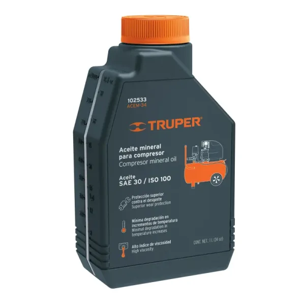Aceite Mineral Sae30 Iso100 1 Litro Truper Compresor De Aire (ACEM-32 - 102533)
