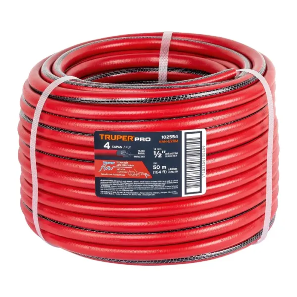 Manguera Jardín Reforzada 50mx1/2' Truper Sin Conexiones (MAN-1/2XM - 102554)