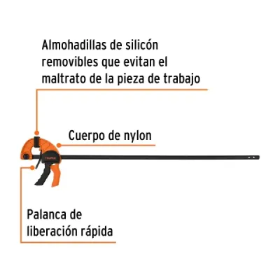 Prensa Ajuste Rápido 24' Largo 31' Truper Capacidad 75 Kg