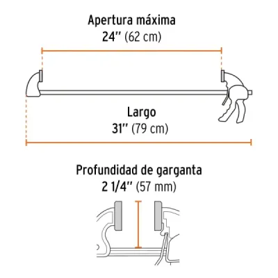 Prensa Ajuste Rápido 24' Largo 31' Truper Capacidad 75 Kg
