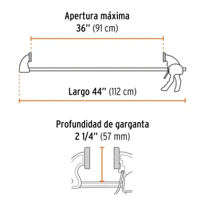 Prensa Ajuste Rápido 36' Largo 44' Truper Capacidad 75 Kg