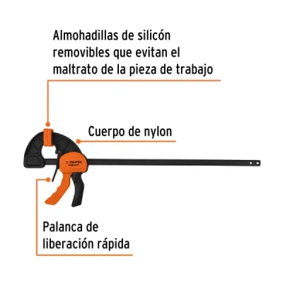 Prensa Ajuste Rápido 18' Largo 26' Truper Capacidad 165 Kg