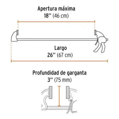 Prensa Ajuste Rápido 18' Largo 26' Truper Capacidad 165 Kg