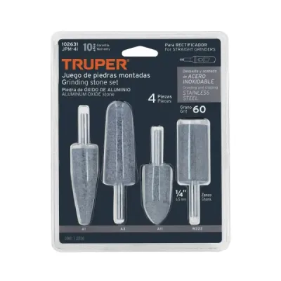 Set 4 Puntas Montadas Fresa Acero Inoxidable Truper Grano 60
